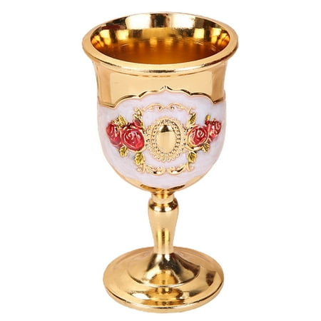 

Meizhencang Raised Pattern Stylish Wine Cup Decor Zinc Alloy Elegant Retro Style Wine Glass for Photography