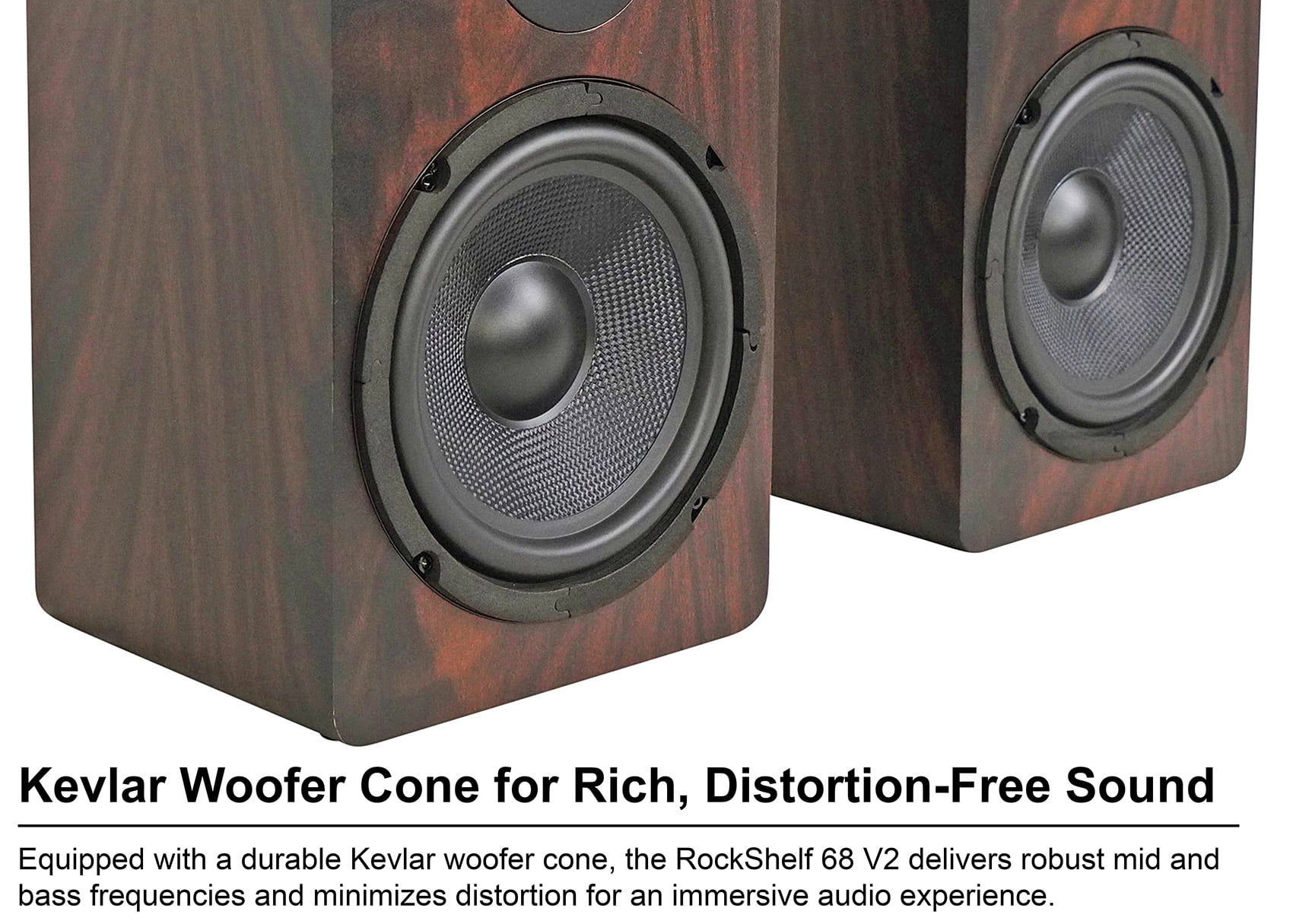 Rockville Pair RockShelf 68D V2 400W Bookshelf Speakers 8 Ohm, Kevlar Woofers, Silk Dome Tweeter, MDF Cabinet, for Home Theater and Audiophiles