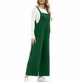 thumbnail image 6 of Army Lime Green Overall Flare Wide Leg Straight Leg Basic Long Bootcut Leg Casual Pants for Juniors Fall Summer Spandex Loose Fit Bib Pants Pants One Piece Women 2025 Clothes XXL, 6 of 8