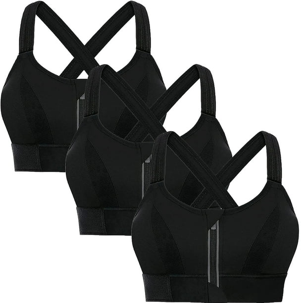 Elbourn Front Closure Bras For Women High Impact Women Sports Bra Front Closure Double Deck Mesh