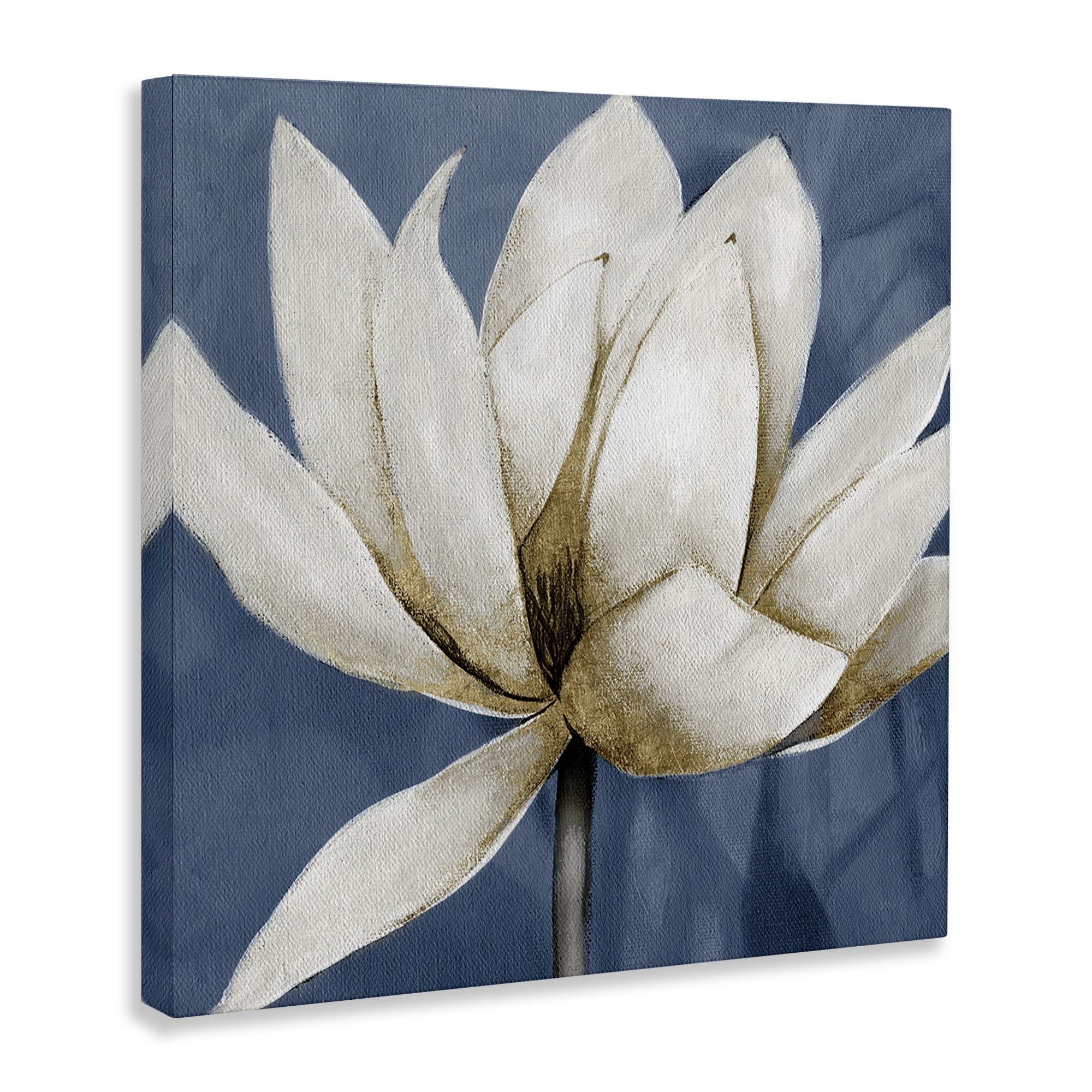 Stupell Industries White Lotus Blooms Botanical & Floral Painting Gallery Wrapped Canvas Art Print Wall Art, 30 x 30