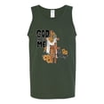 thumbnail image 2 of Wild Bobby God Made Me This Way Cross with Sunflowers Inspirational/Christian Men Tank Top, Forest Green, Medium, 2 of 6