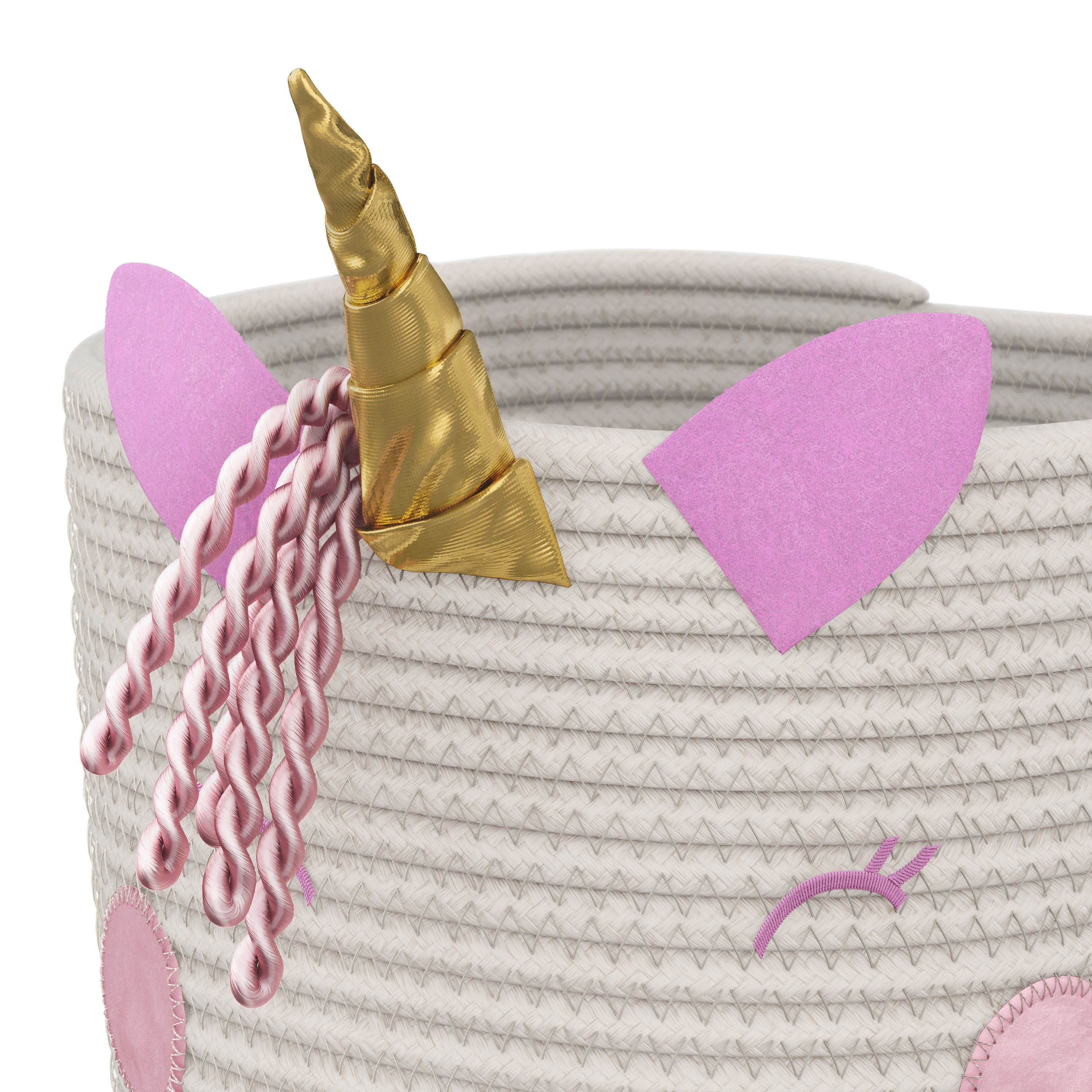 Mainstays Kids Unicorn Round Coiled Rope Storage Baskets, Medium, 2 Pack