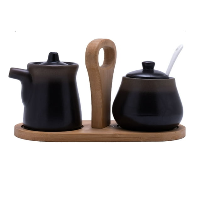 Qeeadeea Cream And Sugar Set For Coffee Bar, Creamer And Sugar Sets, Sugar Bowl And Creamer Set, Gradient Coffee Serving Set-retro matte-Milk jug and sugar jar