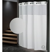 FBTS Prime 71x74 inch White Plain Fabric Hook Less Shower Curtains with Liner, 1 per Pack