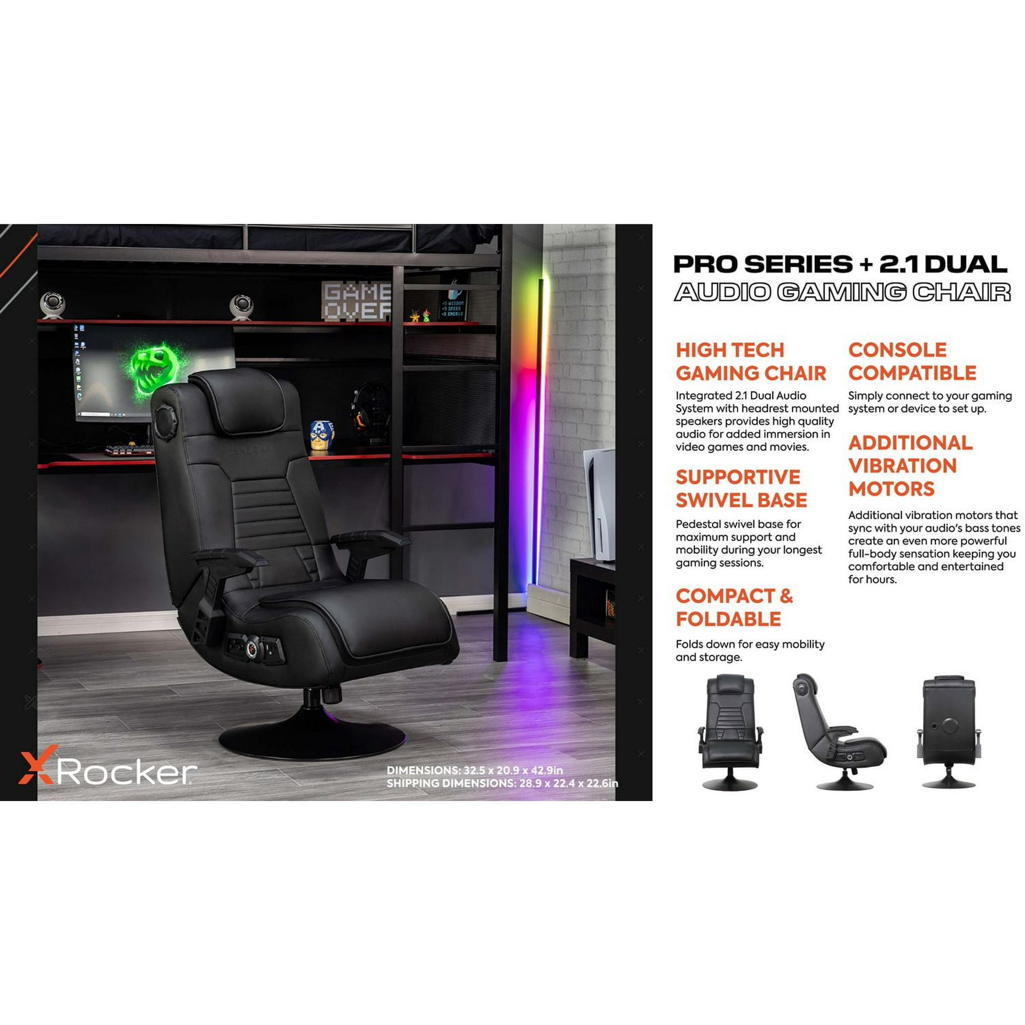 Wireless Gaming X Rocker Flip Gaming Chair X Rocker Vibe Bluetooth