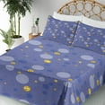 thumbnail image 3 of Ambesonne Emoji Art Fitted & Top Sheet Set with Sham, Dreamy Bubbles Polka Dot, Ceil Blue and Mustard, 3 of 5