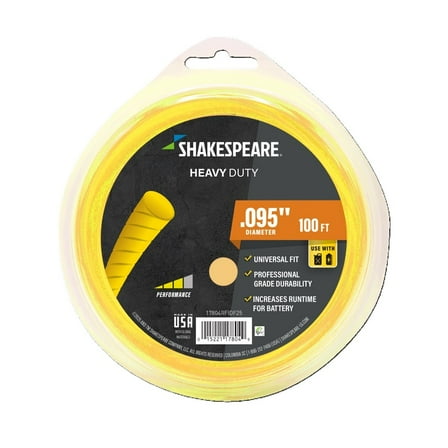 SHAKESPEARE 0.095" x 100' Heavy Duty String Trimmer Line - Yellow, Round-Shaped (1 Count)