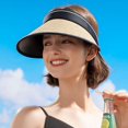 thumbnail image 4 of Sombrero de paja de rafia de verano para mujer, sombrilla para exteriores, sombrero de protección solar de ala grande, sombrero de copa vacío ligero y transpirable, 4 of 5