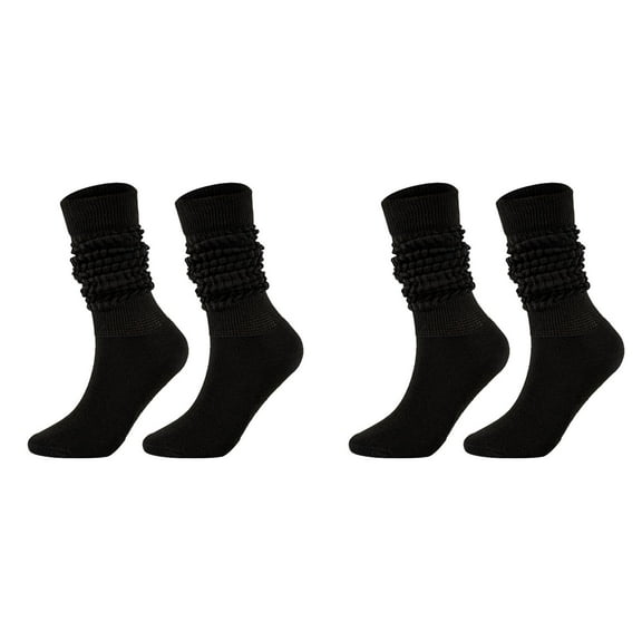 XIYNBAOK 2 Pairs Slouch Socks for Woman Knee High Sock Womens Fashion Stacked Socks Casual Boot Socks 80s 90s Scrunch Socks Knit Scrunchie Socks High Tube Scrunch Sock