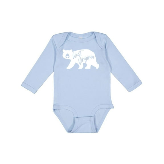 Inktastic West Virginia White Bear Silhouette Boys or Girls Long Sleeve Baby Bodysuit