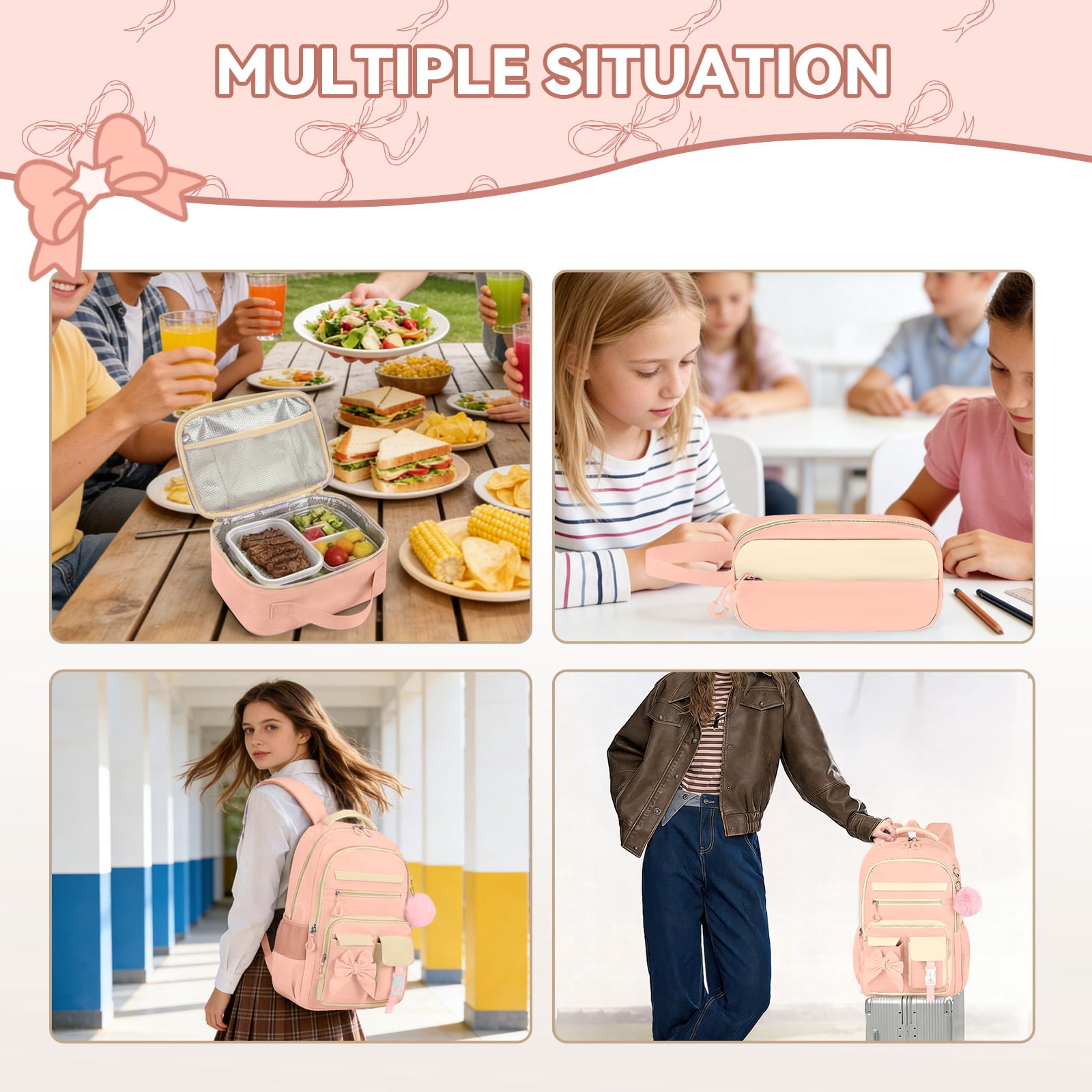 Inadays School Backpack Set Cute Bookbag Set for Elementary Preschool Middle