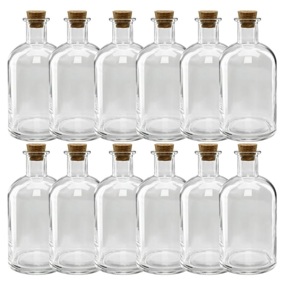 5.6" Glass Bottle with Cork by Ashland - Decorative Jar for Weddings - Parties - Home Decor - Arts & Crafts - Bulk 12 Pack