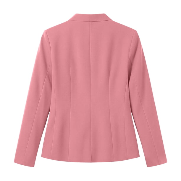 Stamzod Long Sleeve Blazers for Women Business Casual Fitted Dress Jacket Lapel Collar Office Work Suit Jackets Pink M
