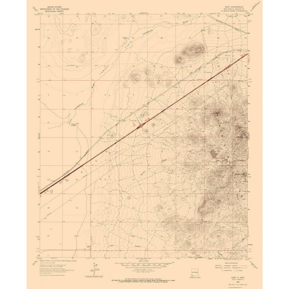 Topographical Map - Gary New Mexico Quad - USGS 1964 - 23 x 28.16 - Vintage Wall Art