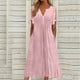 thumbnail image 2 of vestido de bolsillo de manga corta con hombros descubiertos y cuello redondo de color sólido informal a la moda para mujer rosa/xl, 2 of 5