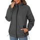 thumbnail image 3 of Chaqueta Impermeable para Mujer, Cortavientos, Impermeable, con Capucha, Plegable y Bolsillos. Gris Oscuro XL, 3 of 9