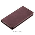 thumbnail image 1 of Étui de Téléphone en Cuir Flip Protecteur de Téléphone Rétro Givré Support de Protection Flip, Remplacement pour iPhone 12 Pro, Rouge Vin, 1 of 8