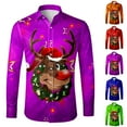 thumbnail image 4 of XDZJLR Christmas Shirts For Men Festive Holiday Print Long Sleeve Shirt Comfortable Casual Button Down Top With Seasonal Design Ideal Parties Family Gatherings Blouse Red Xxxxxl, 4 of 4