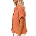 thumbnail image 4 of Levmjia Womens Fashion Tops Casual Lace Short Sleeve Flared Collar Blouse Hem Fringe Soft Breathable Clothing Polyester Work Daily Wear Spring Summer, 4 of 9