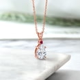 thumbnail image 4 of Gem Stone King 18K Rose Gold Plated Silver Red Created Ruby Pendant with Chain Set with Moissanite (3.13 Cttw), 4 of 4