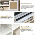 thumbnail image 6 of OKD Rattan TV Stand for a 75-inch TV，Wood TV Console Entertainment Center with 2-Door for Living Room, Solid White, 6 of 7