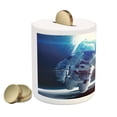 thumbnail image 2 of Outer Space Piggy Bank, Spaceman in the Galaxy in Front of Nebula Gas Cloud Interstellar Art Print, Ceramic Coin Bank Money Box for Cash Saving, 3.6" X 3.2", Blue Yellow, by Ambesonne, 2 of 4
