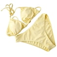 thumbnail image 6 of Yuanlook Women 4 Piece Swimsuit Halter Triangle High Cut Bikini Set with Coverup Top and Skirt - Yellow - L, 6 of 6