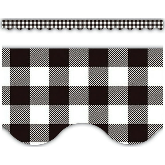 Black and White Gingham Scalloped Border Trim [TCR5817]