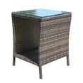 thumbnail image 6 of Homy Casa Outdoor Wicker Coffee Table with Tempered Glass Top, Rattan Patio Side Table with Storage, 6 of 7