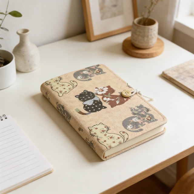 Linnome Recordbook Writing Journal Lined Paper Smooth Writing Sturdy Binding for Notes Study Work Beige