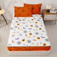 thumbnail image 4 of Manfei Spider Web Print Zipper Full Size Comforter Sets with Fitted Sheet and 2 Pillowcases,Halloween Theme Zipper Bedding Set,Orange,Halloween Reversible,4pcs, 4 of 8
