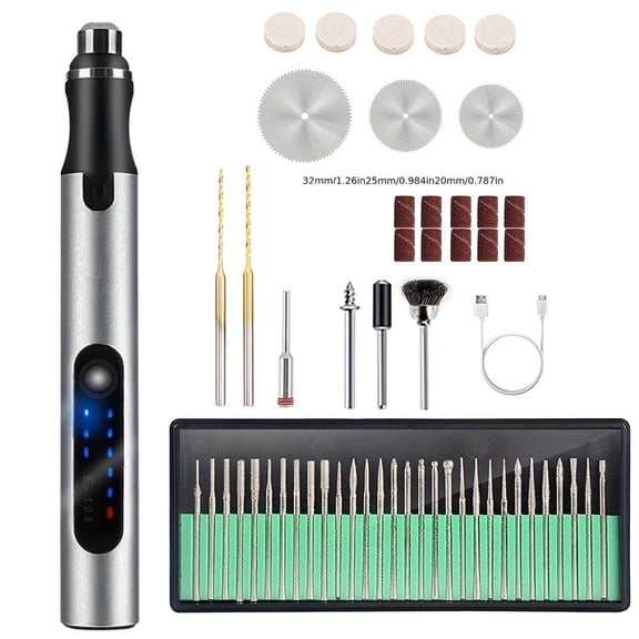 Electric Engraving Pen with 49 Bits, USB Rechargeable Cordless Engraving Machine, Portable DIY Rotary Engraver for Jewelry Wood Glass Stone Carving (Silver)