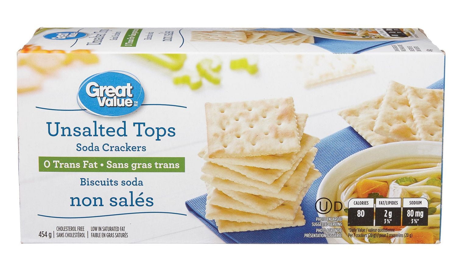 Biscuits soda non-salés Great Value 453 g