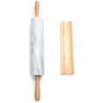 thumbnail image 4 of Polished Marble Rolling Pin with Wooden Cradle, 10-Inch Barrel, White, 4 of 4
