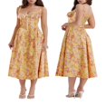 thumbnail image 5 of AMERTEER Femmes Y2k Coupe Basse Boho Midi Robe Taille Haute une Ligne Florale Imprimé Carré Robe de Cou Été Décontractée Formelle Robe de Soirée, 5 of 5