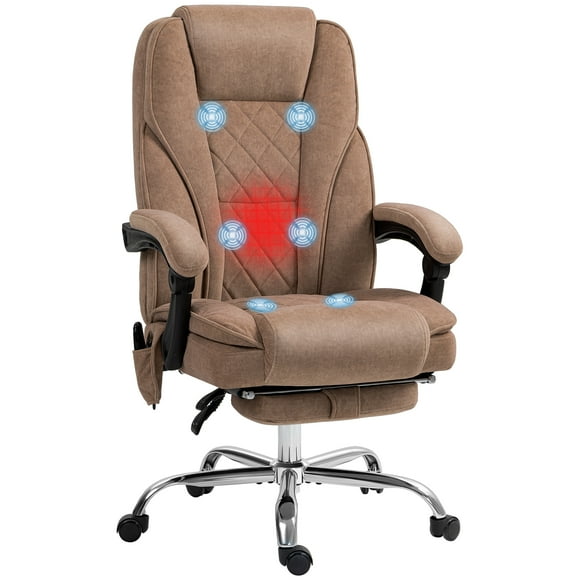 Vinsetto Chaise de Bureau de Massage, Chaise de Jeu Inclinable avec Chaleur, Marron