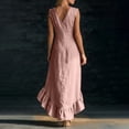 thumbnail image 7 of VBVC Women's Sleeveless V Neck Maxi Dress, Ladies' Ruffled High Low Hem Flowy Dress, Summer Casual Vacation Dress For Women,Pink,S-3XL, 7 of 7
