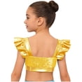 thumbnail image 2 of Choomomo Sequin Flutter Sleeve Dance Crop Top for Girls Square Neck Sparkly Dance Top for Stage Show & Recital Gold 14, 2 of 6