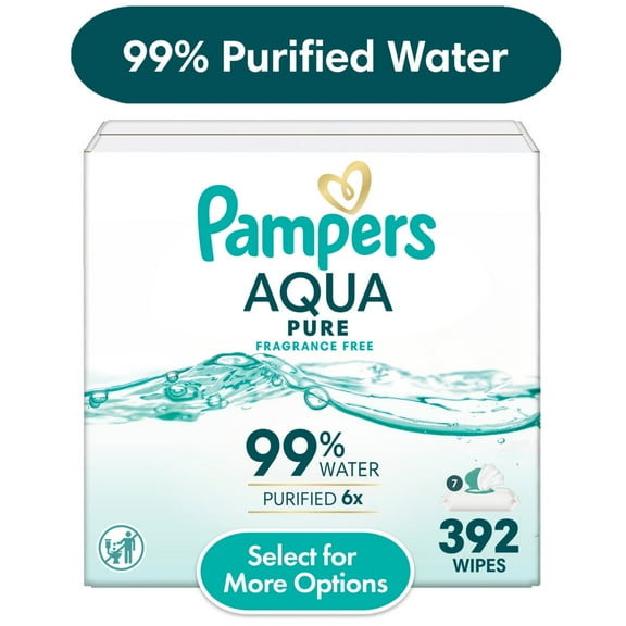 Pampers Aqua Pure Baby Wipes Unscented, 7-Pack, 392 Total Count (Select for More Options)