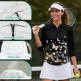 thumbnail image 6 of Uorisanigo Butterfly Daisy Women's Golf Shirt Relaxed Comfortable Quick Dry Athletic Polo Shirts 3/4 Sleeve Soft Breathable Polyester Spandex Fabric Womens Zipper Neck Pullover, 6 of 7