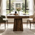 thumbnail image 2 of Fnova 31.5" Square Farmhouse Dining Table, Wood Coffee Table for 4 People, Modern Kitchen Table for Dining Room, Dark Brown (Chairs Not Included), 2 of 17