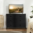 thumbnail image 5 of Aukfa 6 Drawer Dresser,Wide Chest of Drawers for Bedroom with Metal Frame for TV,Black, 5 of 7
