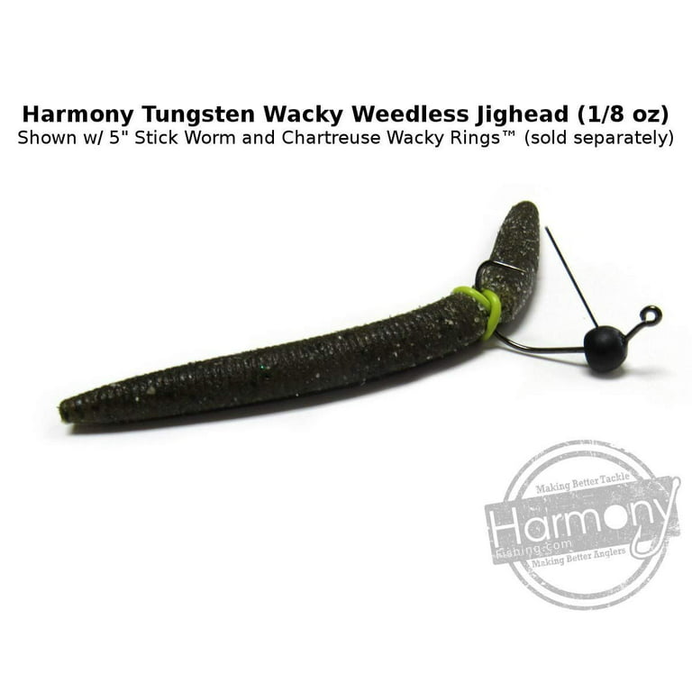 Harmony Fishing - Tungsten Weedless Wacky Jigheads 5 Pack, Black [Finesse  jig Heads for Wacky Worms/senkos] 1/8 oz 5 Pack 