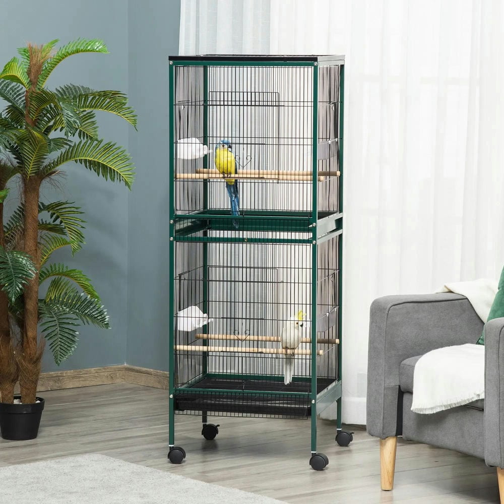 Resenkos Bird Cage, Bird Cages Habitat,Large Bird Cage for Wingspan, Bird Aviary Indoor with Multi-Door Design, Green
