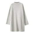 thumbnail image 2 of Gibobby Sueteres Para Mujeres Calientitos Elegantes Suéter suelto de cuello de otoño e invierno para mujer, suéter de punto de longitud media de Color sólido(Gris,G), 2 of 3