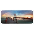 thumbnail image 1 of Lighthouse Kitchen Mat, Sunset at Seaside Wooden Docks Lighthouse Clouds Rainbow Waterfront Reflection, Plush Decorative Kitchen Mat with Non Slip Backing, 47" X 19", Multicolor, by Ambesonne, 1 of 1