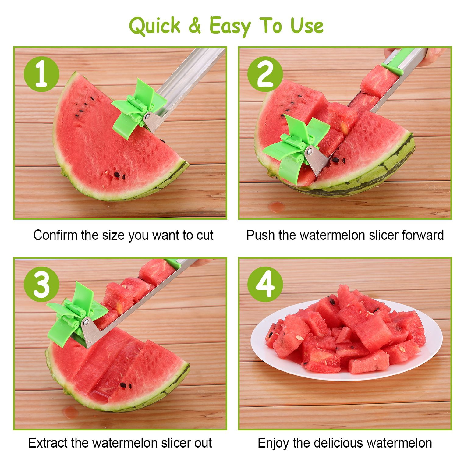 Imountek Watermelon Slicer Stainless Steel Watermelon Cubes Windmill Cutter Melon Knife Fruit Tools Kitchen Gadgets Walmart Com Walmart Com