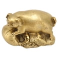 thumbnail image 4 of Estatua de cerdo de la suerte, exquisita y linda estatua de latón para escritorio, estantería, mesa de comedor., 4 of 14