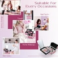 thumbnail image 4 of Portable Makeup Train Case Travel Cosmetics Box with Mirror Lockable 2 Trays Makeup Case Organizer, 4 of 9